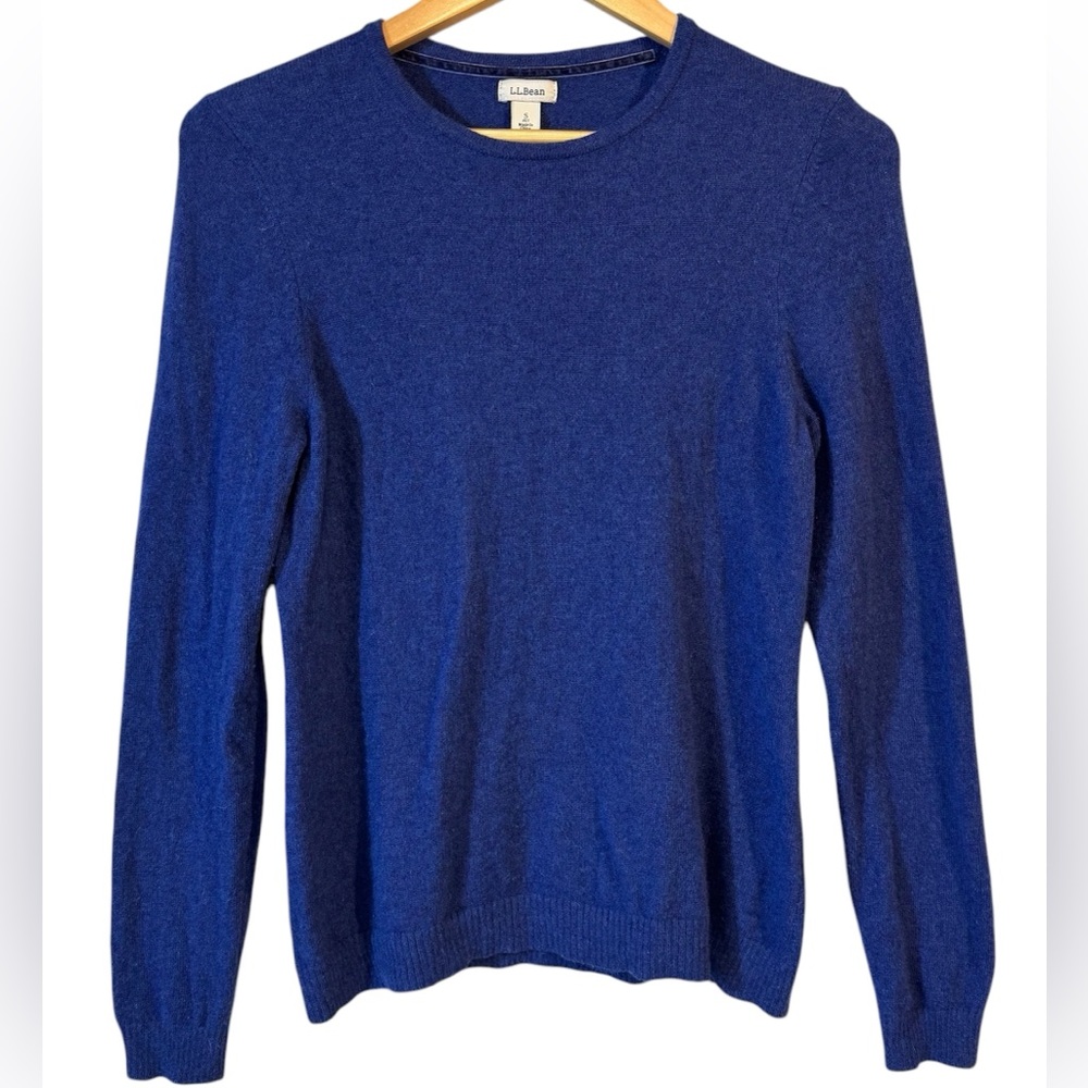L.L Bean Women's 100% Cashmere Crew Neck Sweater Sz SP Blue